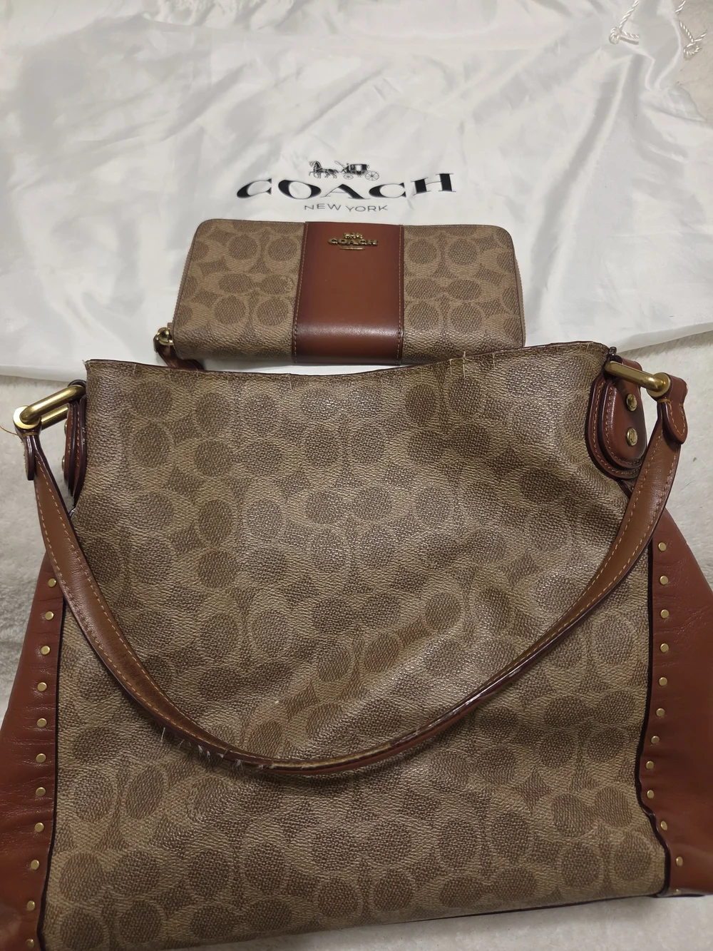 COACH Signature Canvas Hobo Bag in Brown